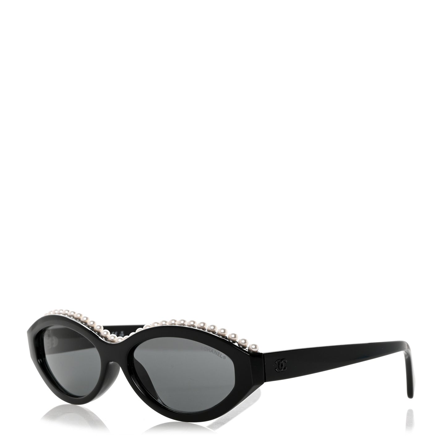 Acetate Pearl Oval Sunglasses S0114 Black