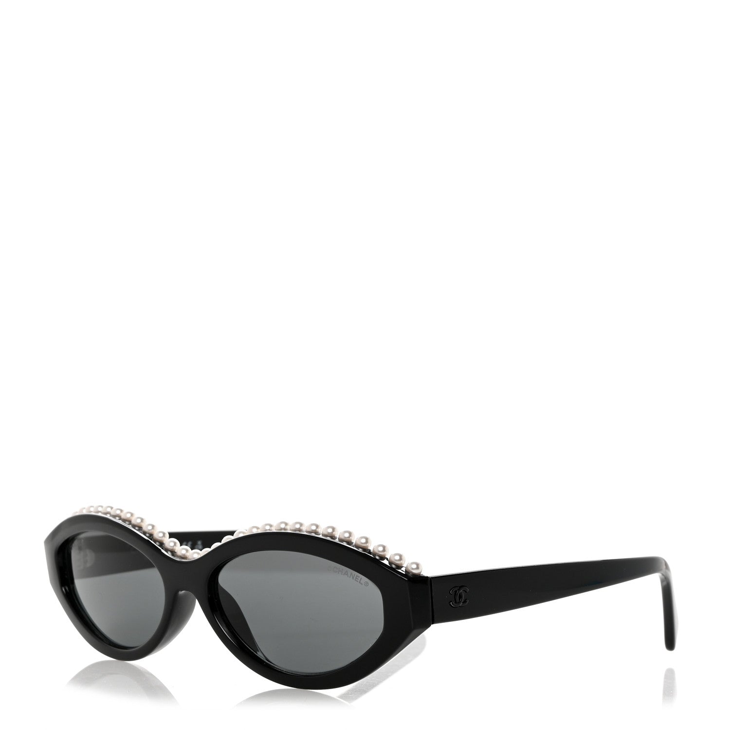 Chanel Acetate Pearl Oval Sunglasses S0114 Black 1 of 8
