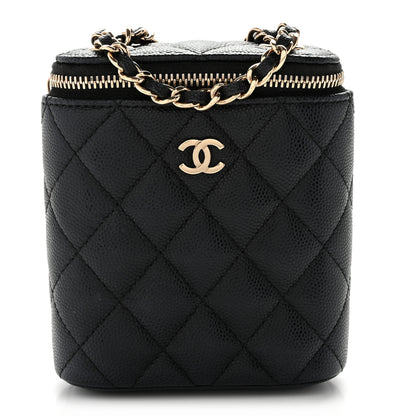 Chanel Caviar Quilted Small Vertical Coco Beauty Vanity Case With Chain Black 1 of 11