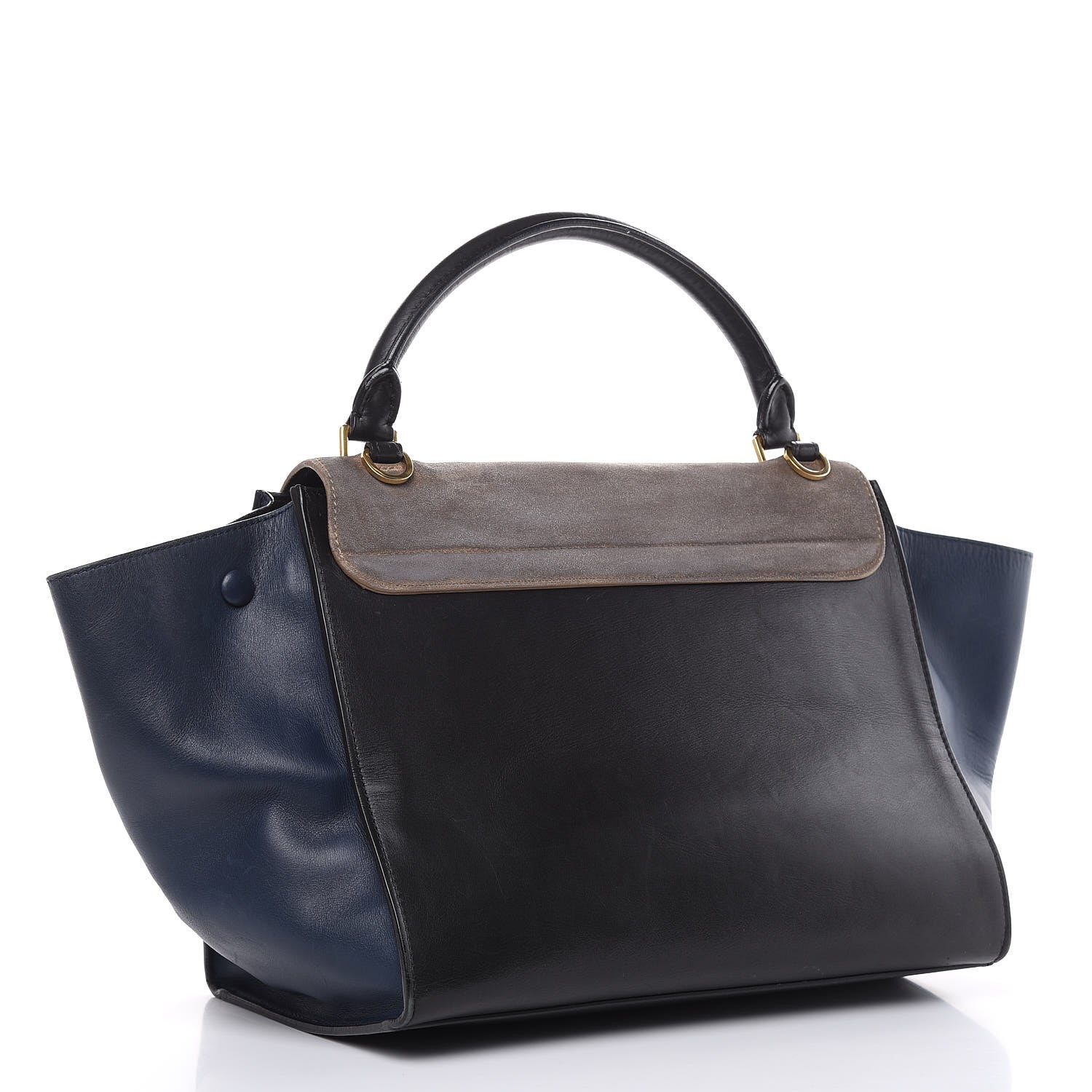 Celine Calfskin Suede Medium Tri-Color Trapeze Grey 3 of 27