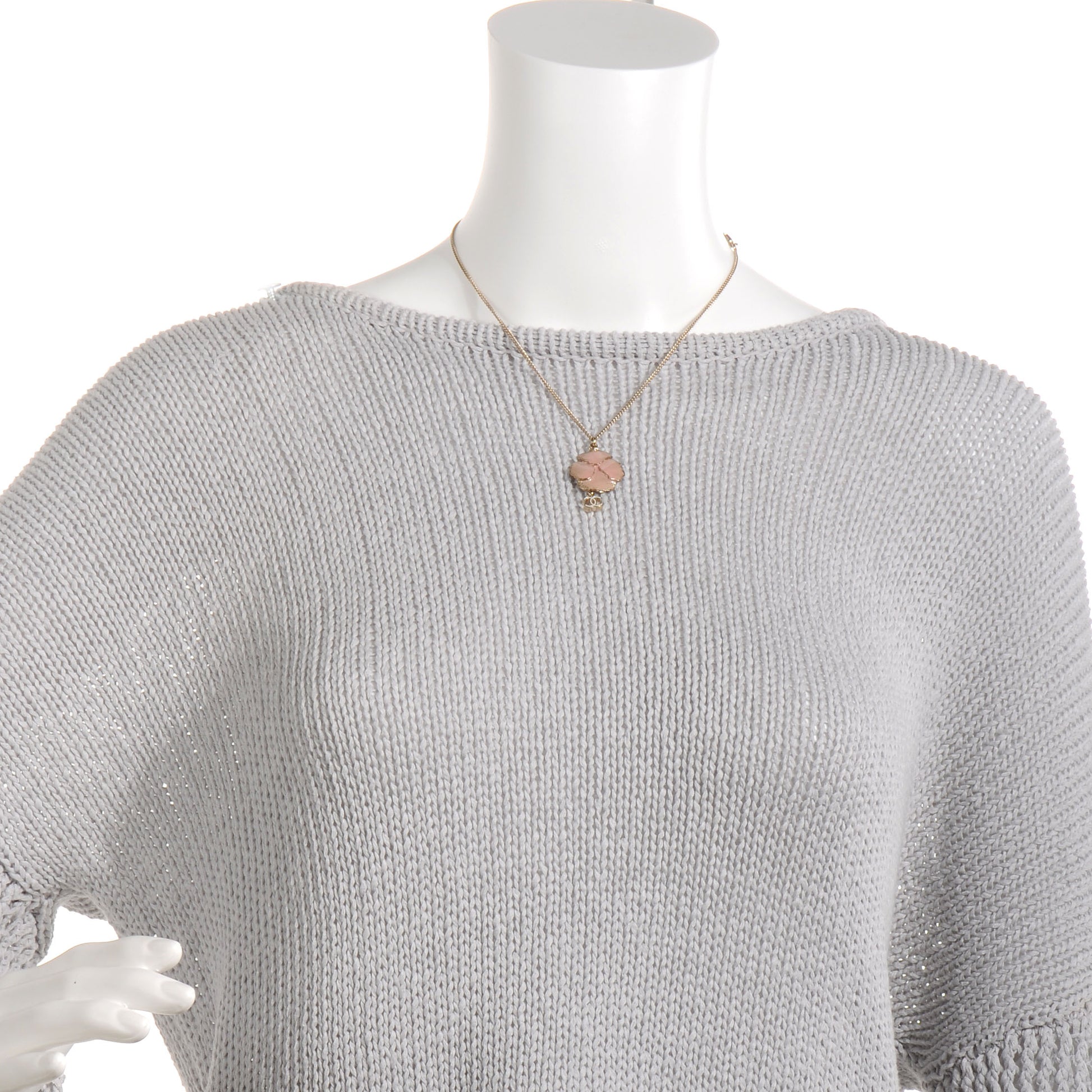 Chanel CC Camellia Flower Necklace Pink and Gold 2 of 6