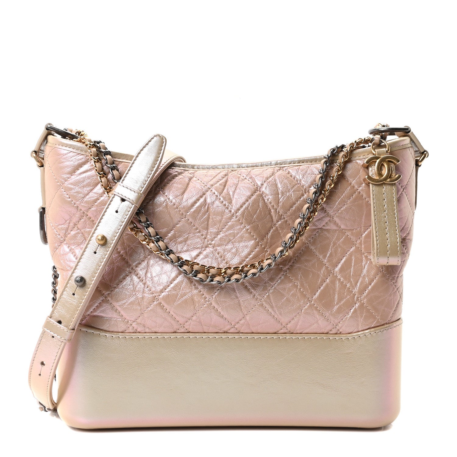 Chanel Iridescent Aged Calfskin Quilted Medium Gabrielle Hobo Light Pink 1 of 9