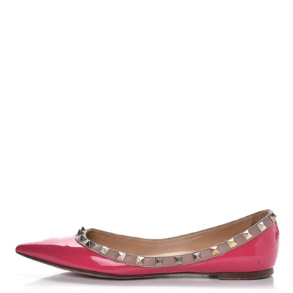 Valentino Garavani Patent Nappa Rockstud Ballerina Flats 38 Framboise Poudre 1 of 21