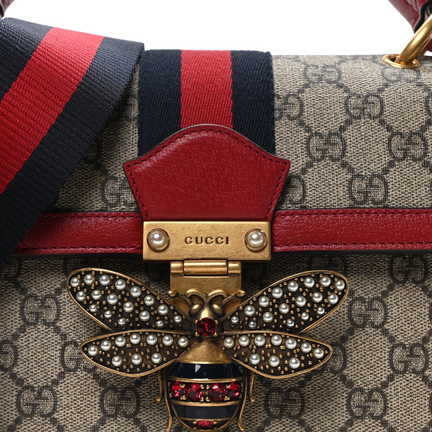 Gucci GG Supreme Monogram Small Queen Margaret Top Handle Bag Red 8 of 10