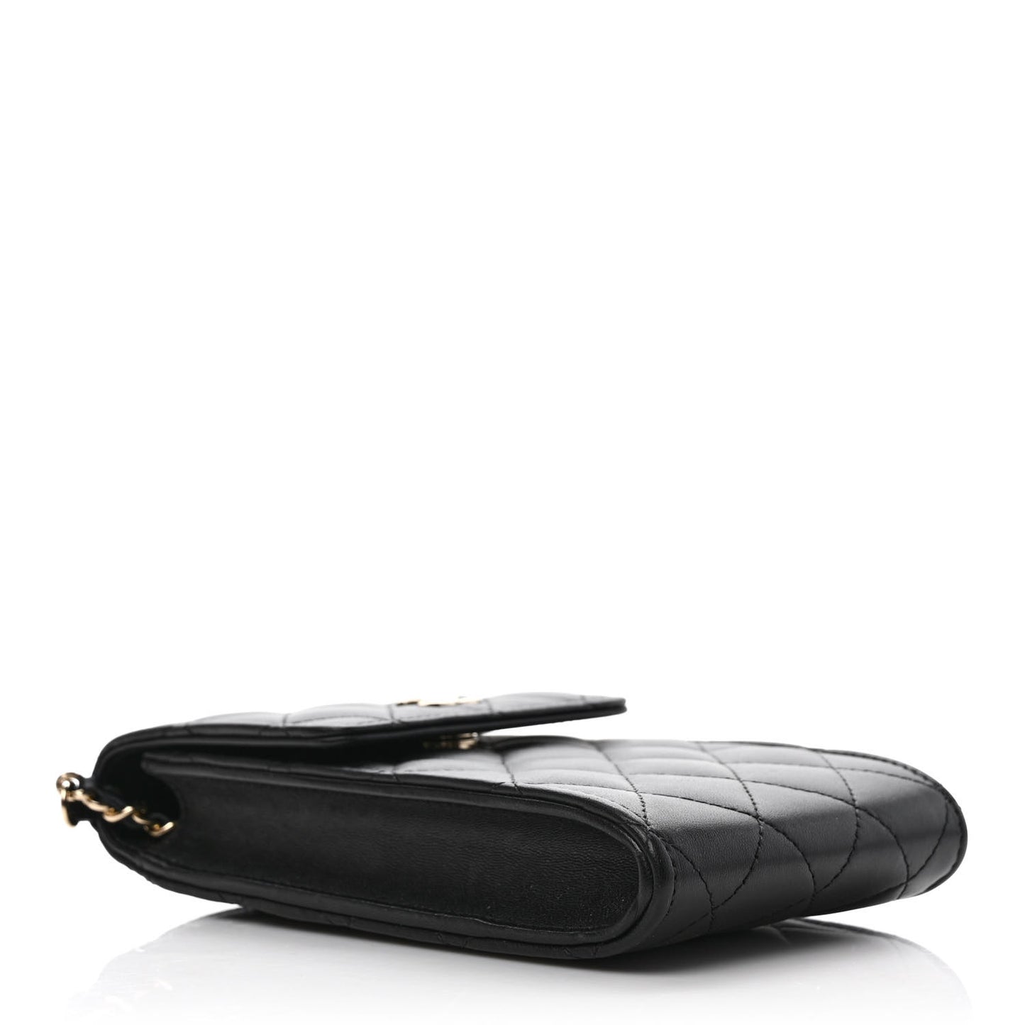 Lambskin Quilted Pearl Phone Holder With Chain Black