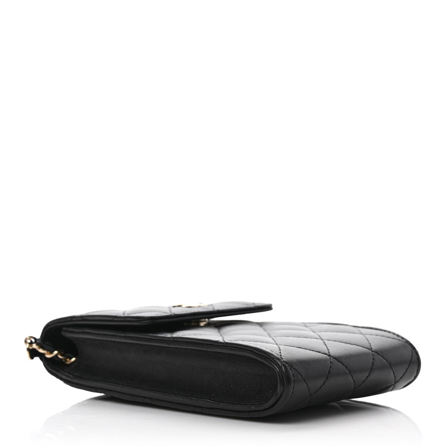 Chanel Lambskin Quilted Pearl Phone Holder With Chain Black 4 of 11