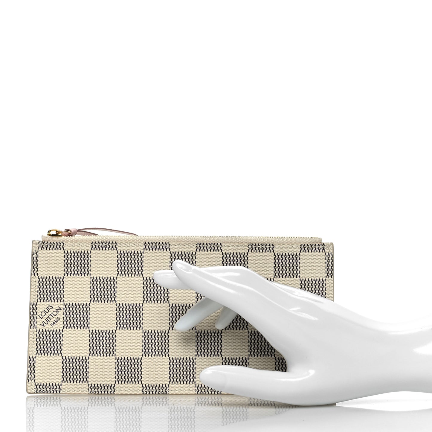 Damier Azur Felicie Chain Wallet Zippered Insert Rose Ballerine