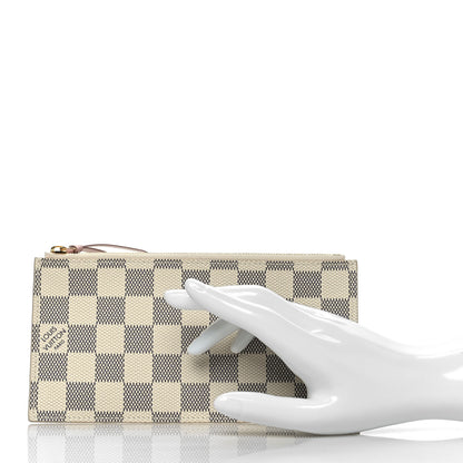 Louis Vuitton Damier Azur Felicie Chain Wallet Zippered Insert Rose Ballerine 2 of 7