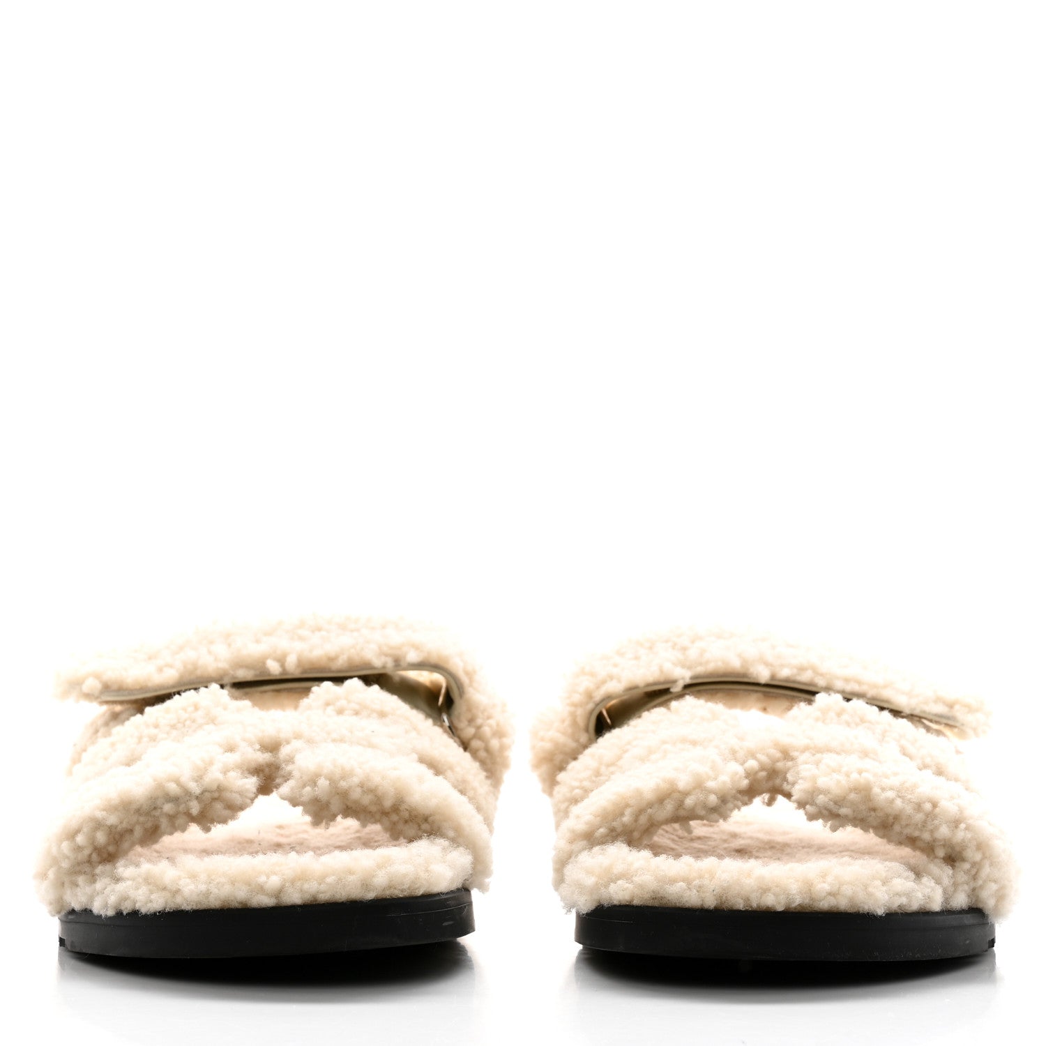 Hermes Woolskin Womens Chypre Sandals 40.5 Ecru 2 of 8