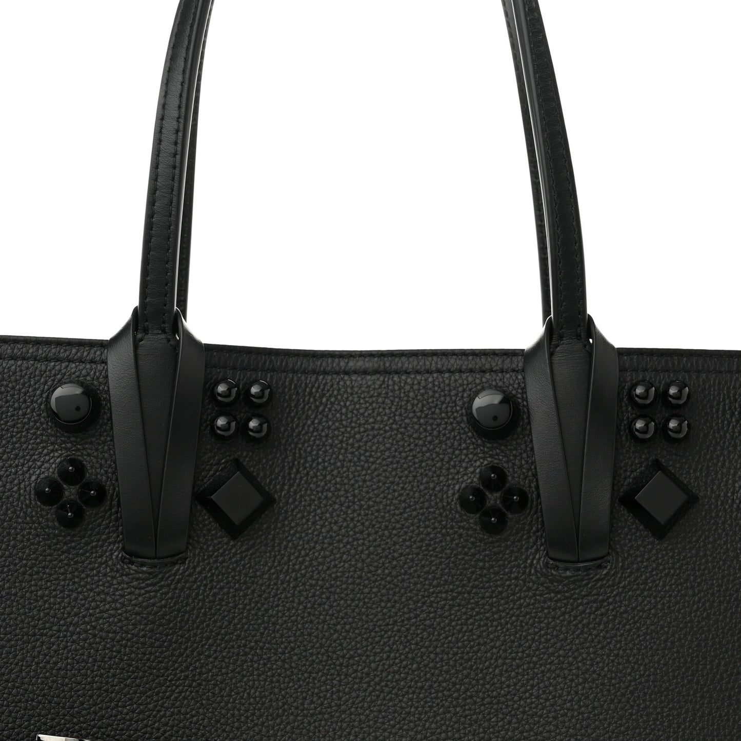 Calfskin Empire Spike Studded East West Cabata Tote Black