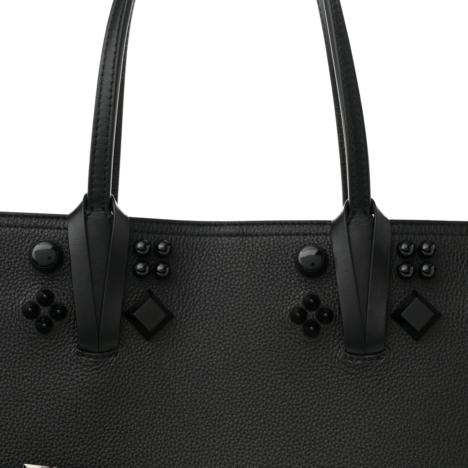 Christian Louboutin Calfskin Empire Spike Studded East West Cabata Tote Black 7 of 9