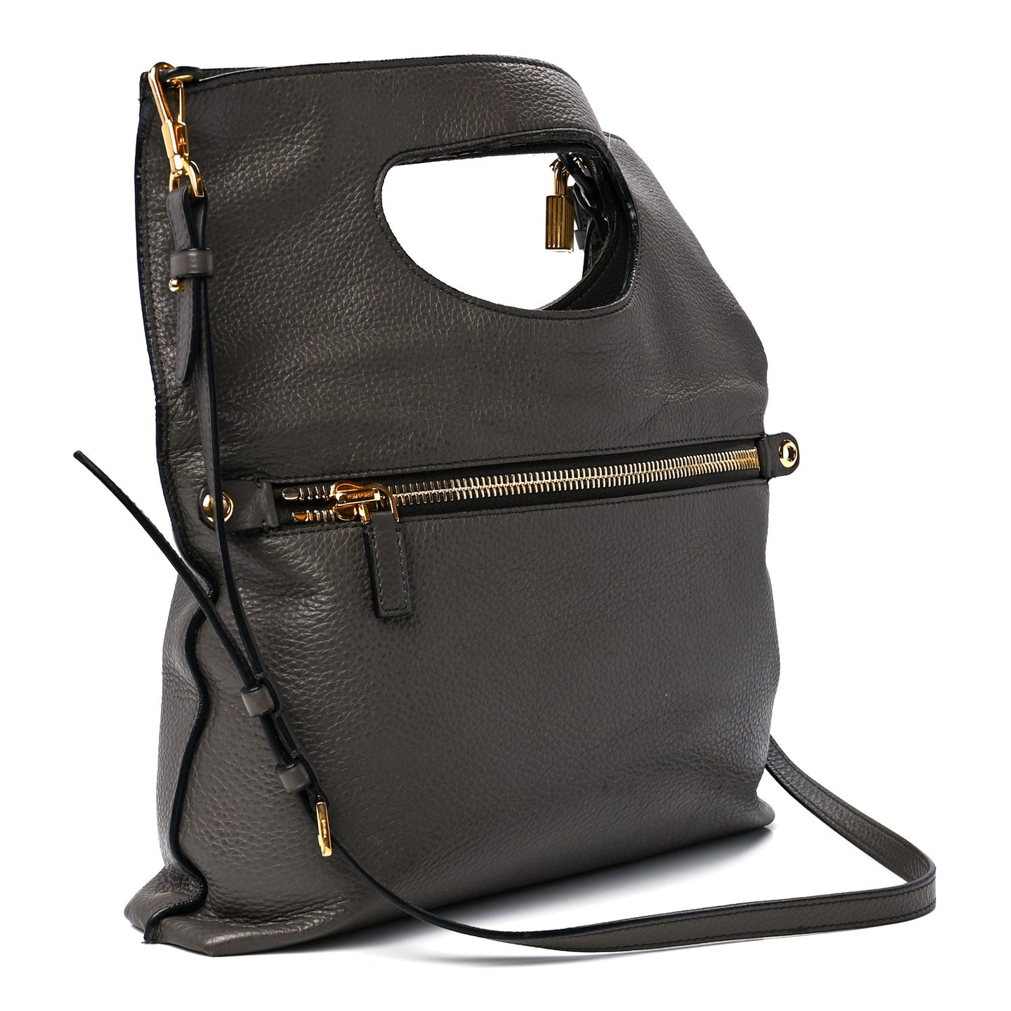 Grained Calfskin Alix Padlock Zip Tote Graphite