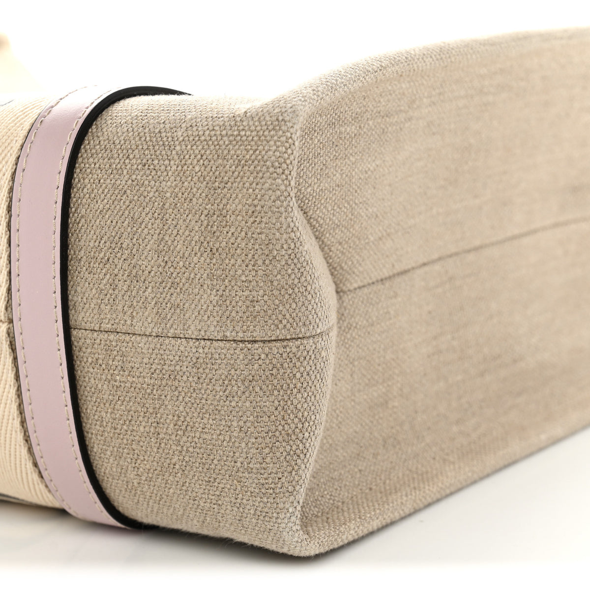 Linen Calfskin Medium Woody Ribbon Tote Cement Pink