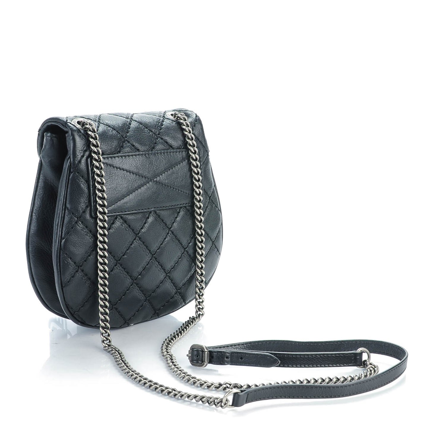 Calfskin Quilted Coco Sporran Small Tassel Flap Black