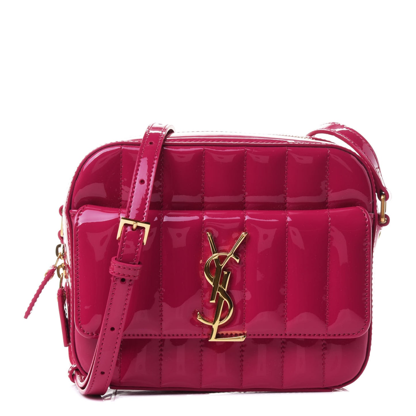 Patent Matelasse Monogram Vicky Camera Bag Bubblegum