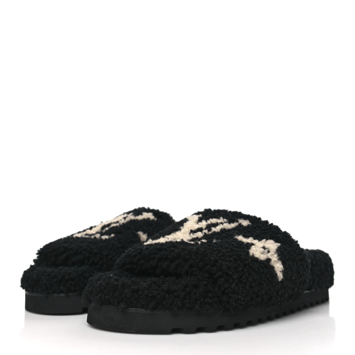 Louis Vuitton Shearling Monogram Giant Paseo Flat Comfort Mule 40 Black 3 of 8