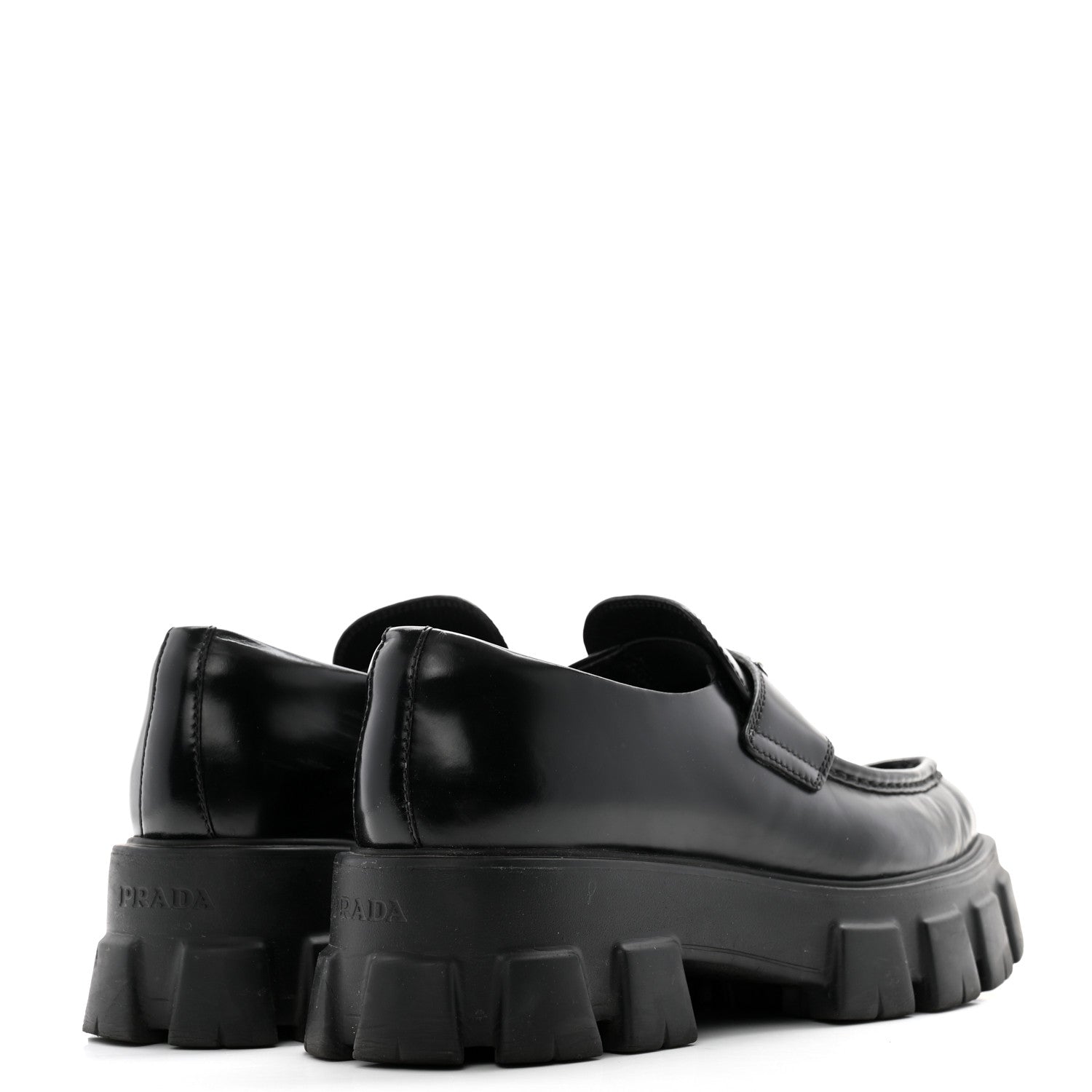 Prada Spazzolato Triangle Logo Monolith Pointy 55mm Loafers 40 Black 4 of 12
