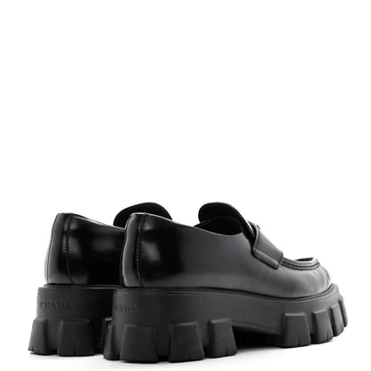 Prada Spazzolato Triangle Logo Monolith Pointy 55mm Loafers 40 Black 4 of 12