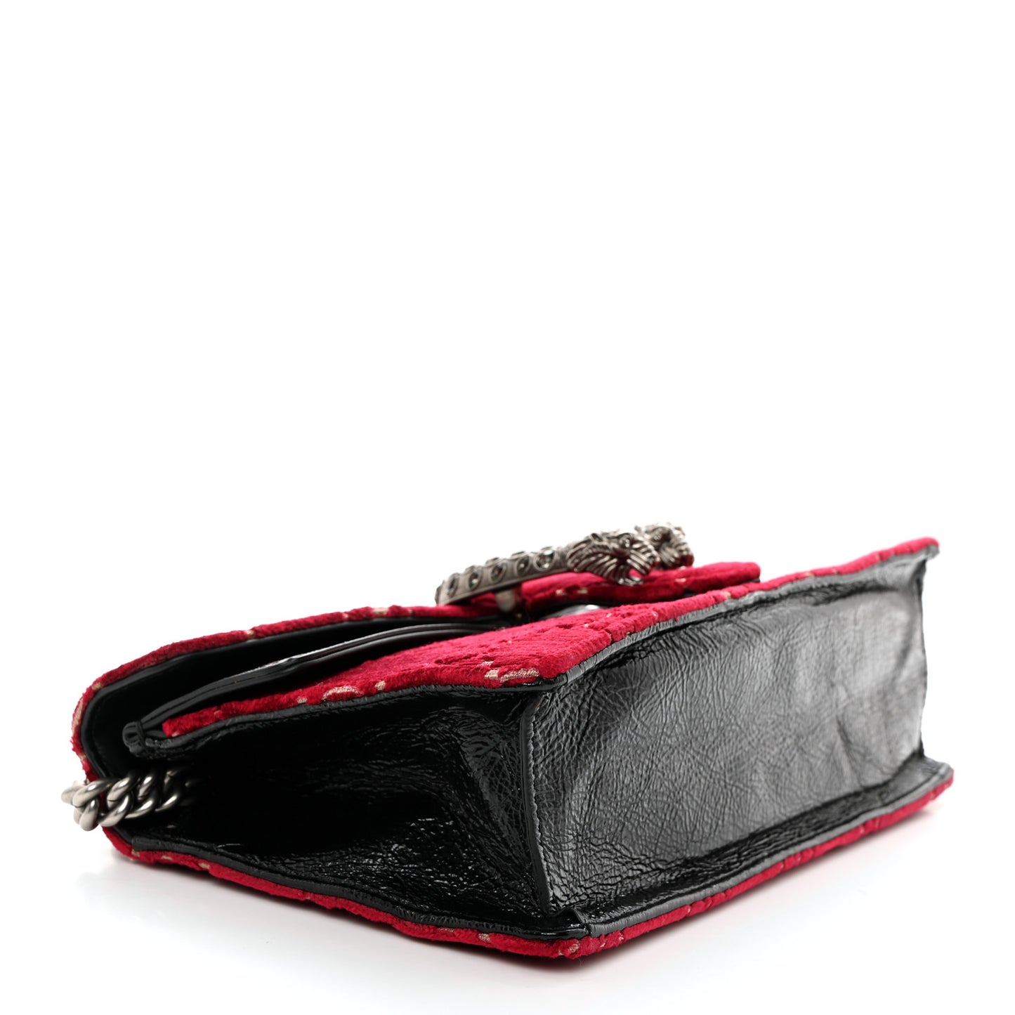 Velvet Skipper Crystal GG Monogram Small Dionysus Shoulder Bag Red Cipria Black Black Diamond