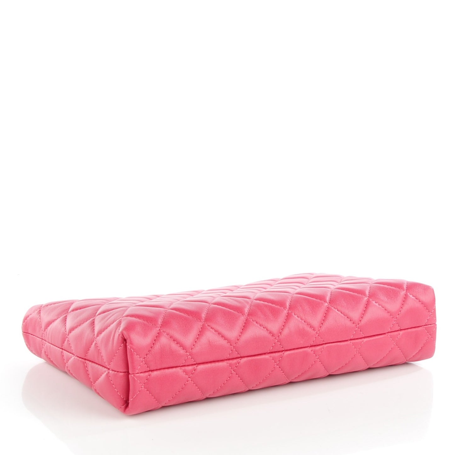 Lambskin Quilted Clutch Dark Pink