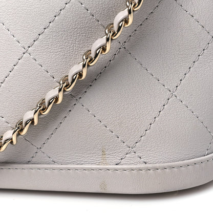 Chanel Calfskin Stitched Chain Bucket Bag Light Grey 11 of 12