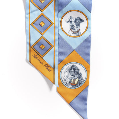 Hermes Silk Colliers Et Chiens Twilly Ciel Orange Gris Bleuete 4 of 4