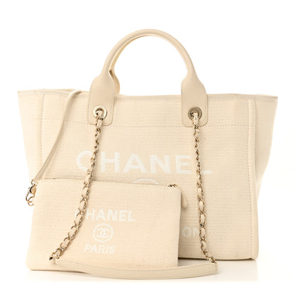 Chanel Mixed Fibers Medium Deauville Tote White 3 of 11