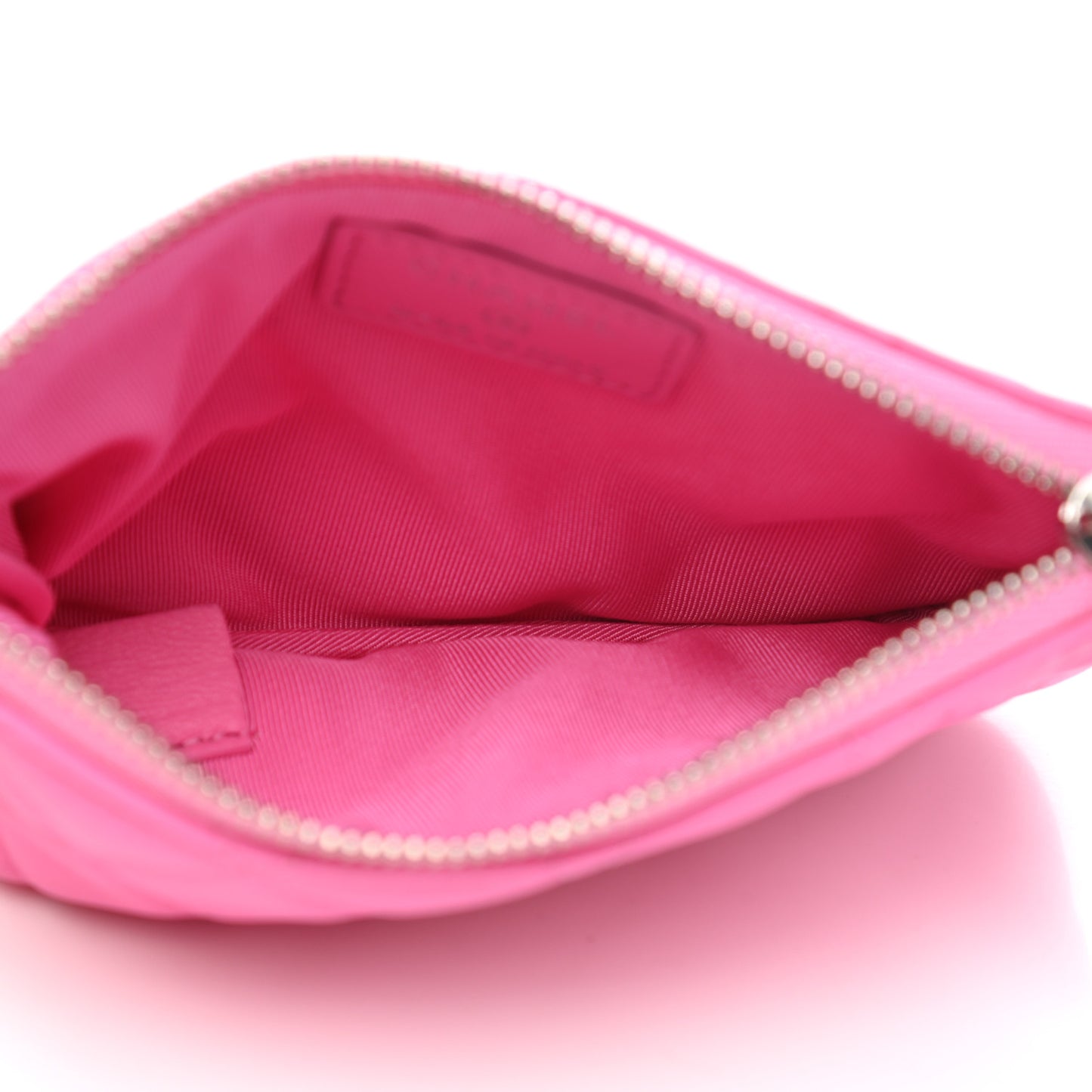 Lambskin Quilted Small Cosmetic Case Neon Pink