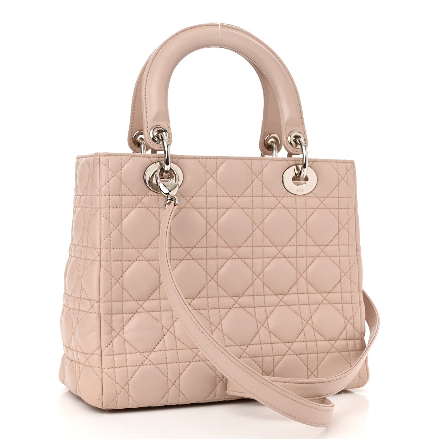 Lambskin Cannage Medium Lady Dior Rose Poudre