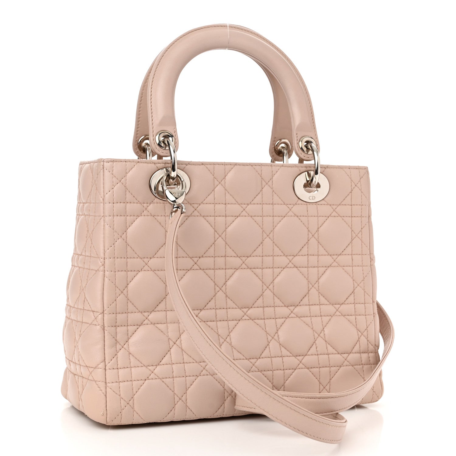 Christian Dior Lambskin Cannage Medium Lady Dior Rose Poudre 3 of 10
