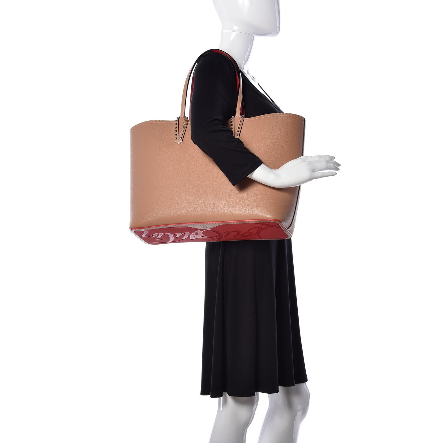 Calfskin Spikes East West Cabata Tote Nude