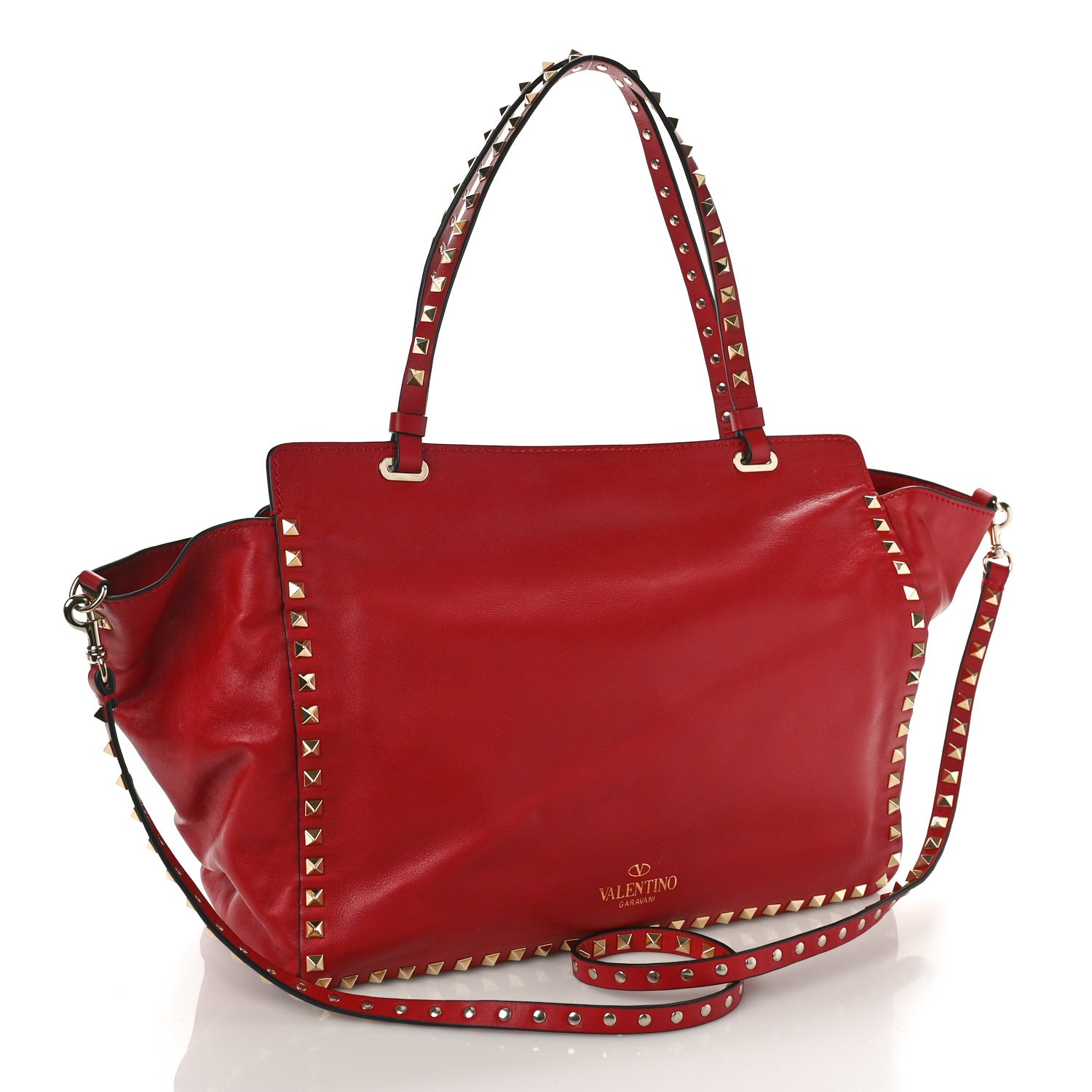 Valentino Garavani Vitello Medium Rockstud Tote Rosso Valentino 3 of 8