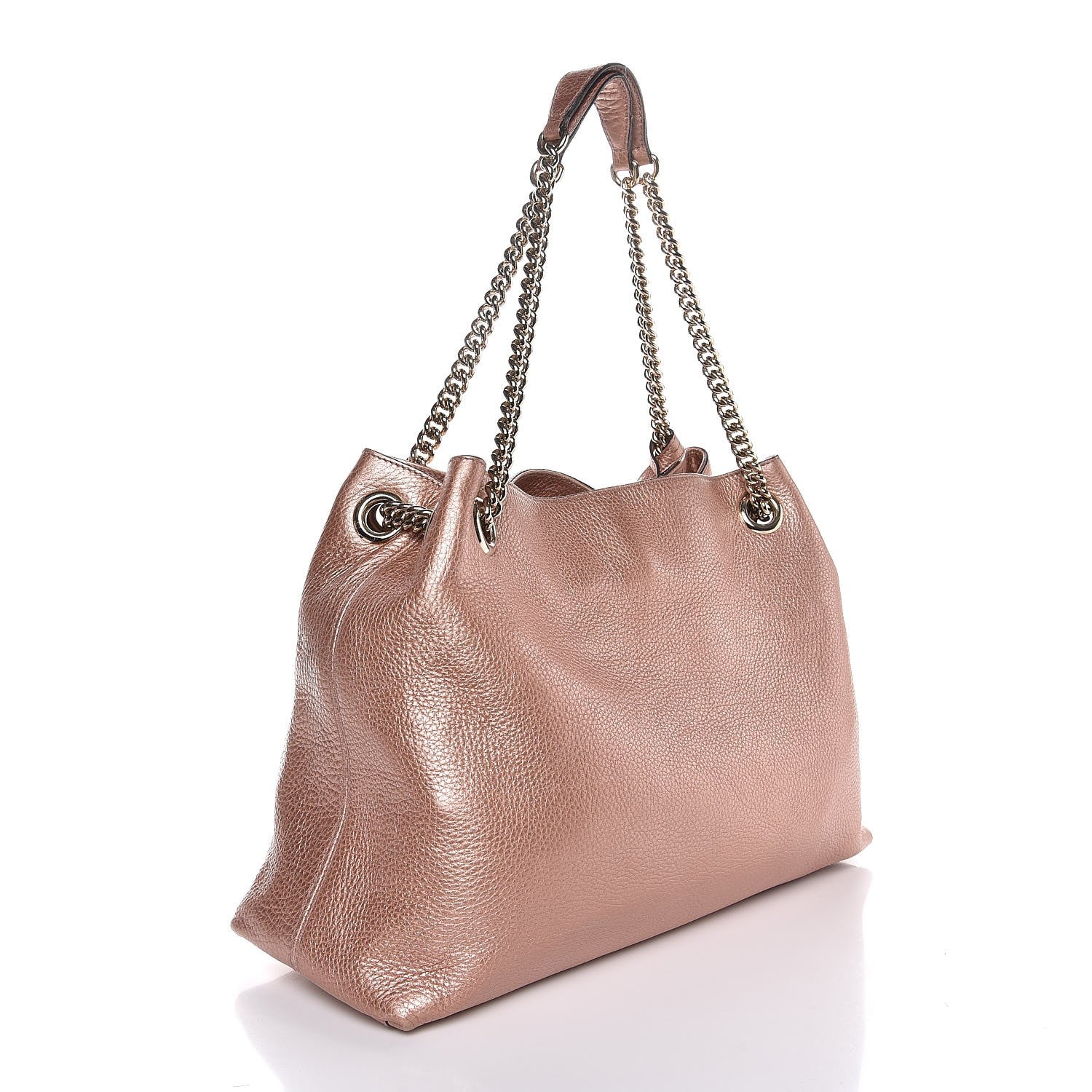 Gucci Metallic Pebbled Calfskin Medium Soho Chain Shoulder Bag Pink 3 of 8
