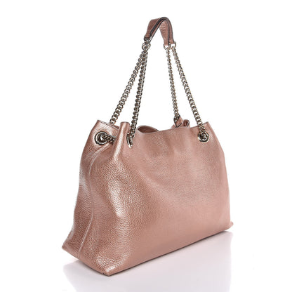 Gucci Metallic Pebbled Calfskin Medium Soho Chain Shoulder Bag Pink 3 of 8