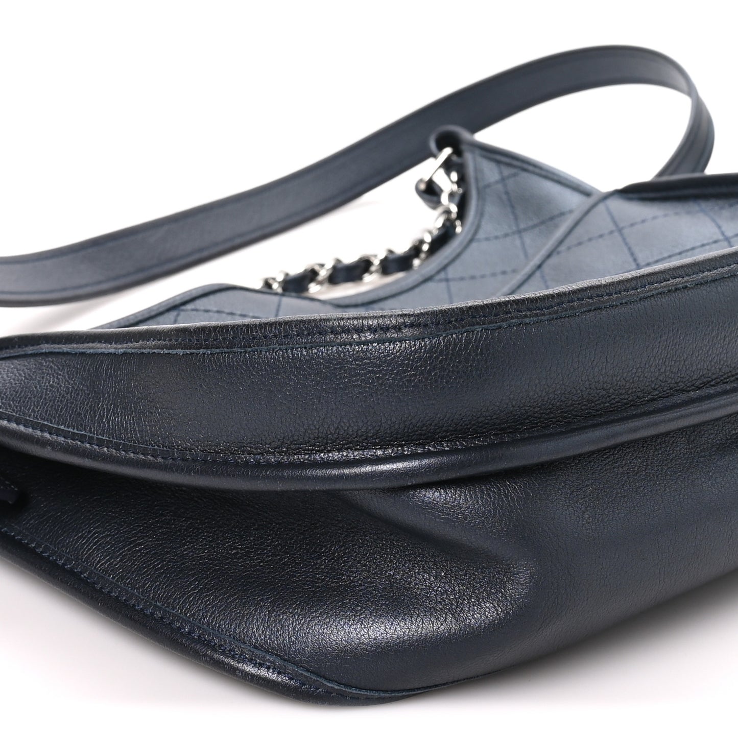 Calfskin Quilted Large Jungle Stroll Hobo Bag Navy