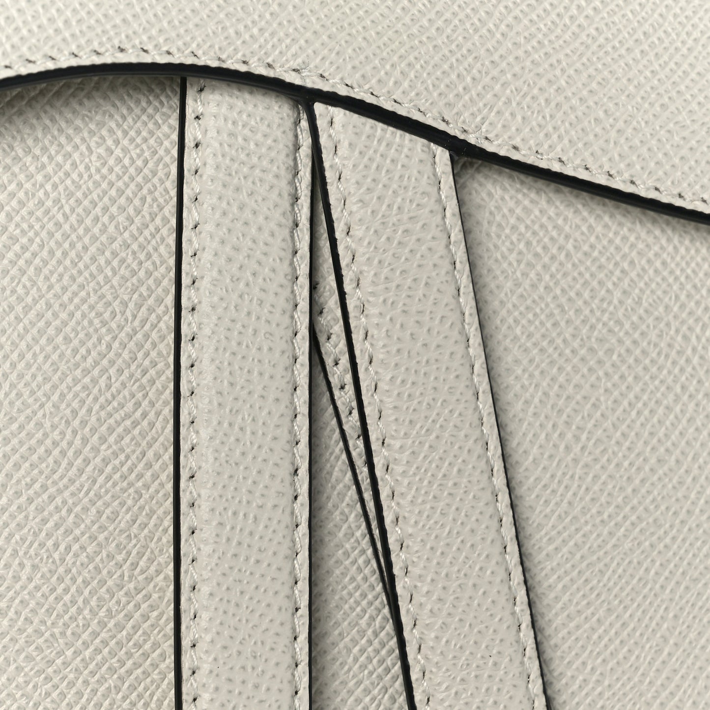 Grained Calfskin Mini Saddle Bag White