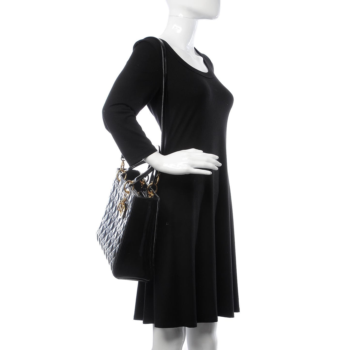 Patent Cannage Large Lady Dior Black