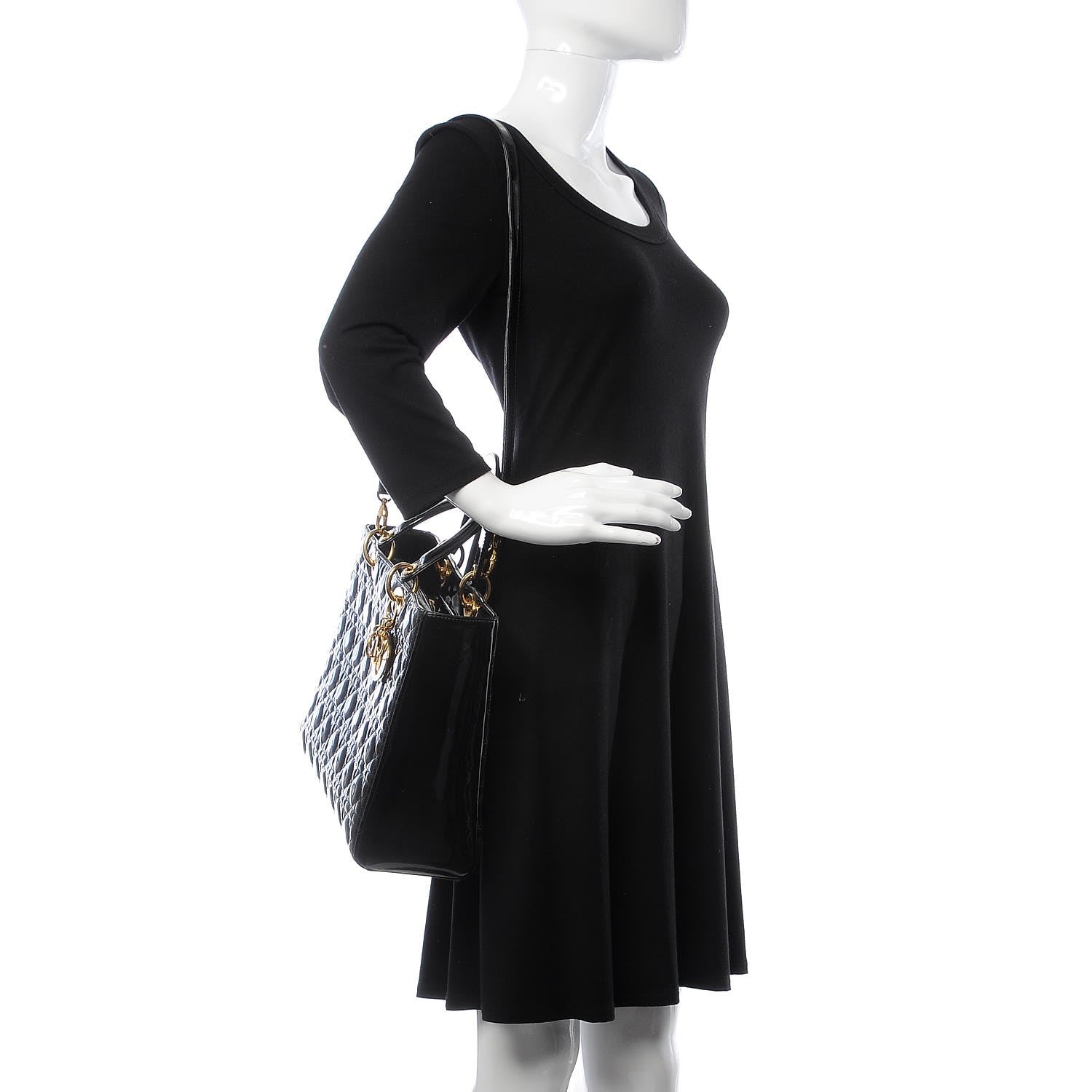 Christian Dior Patent Cannage Large Lady Dior Black 2 of 20