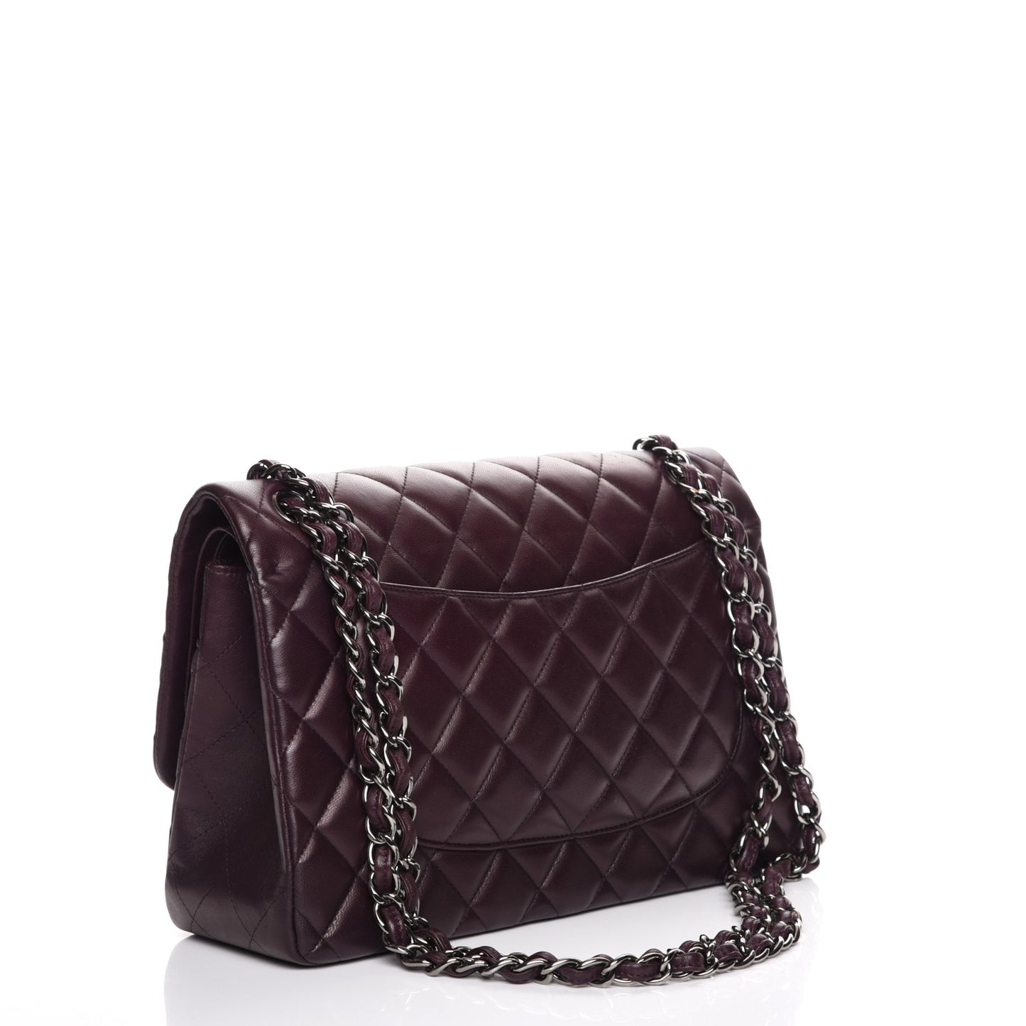 Lambskin Quilted Jumbo Double Flap Dark Purple
