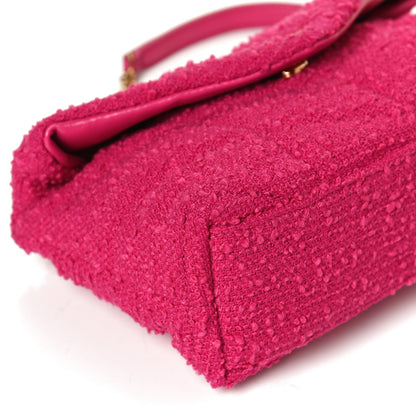 Saint Laurent Boucle Tweed Quilted Toy Loulou Puffer Monogram Chain Satchel Magenta 12 of 14