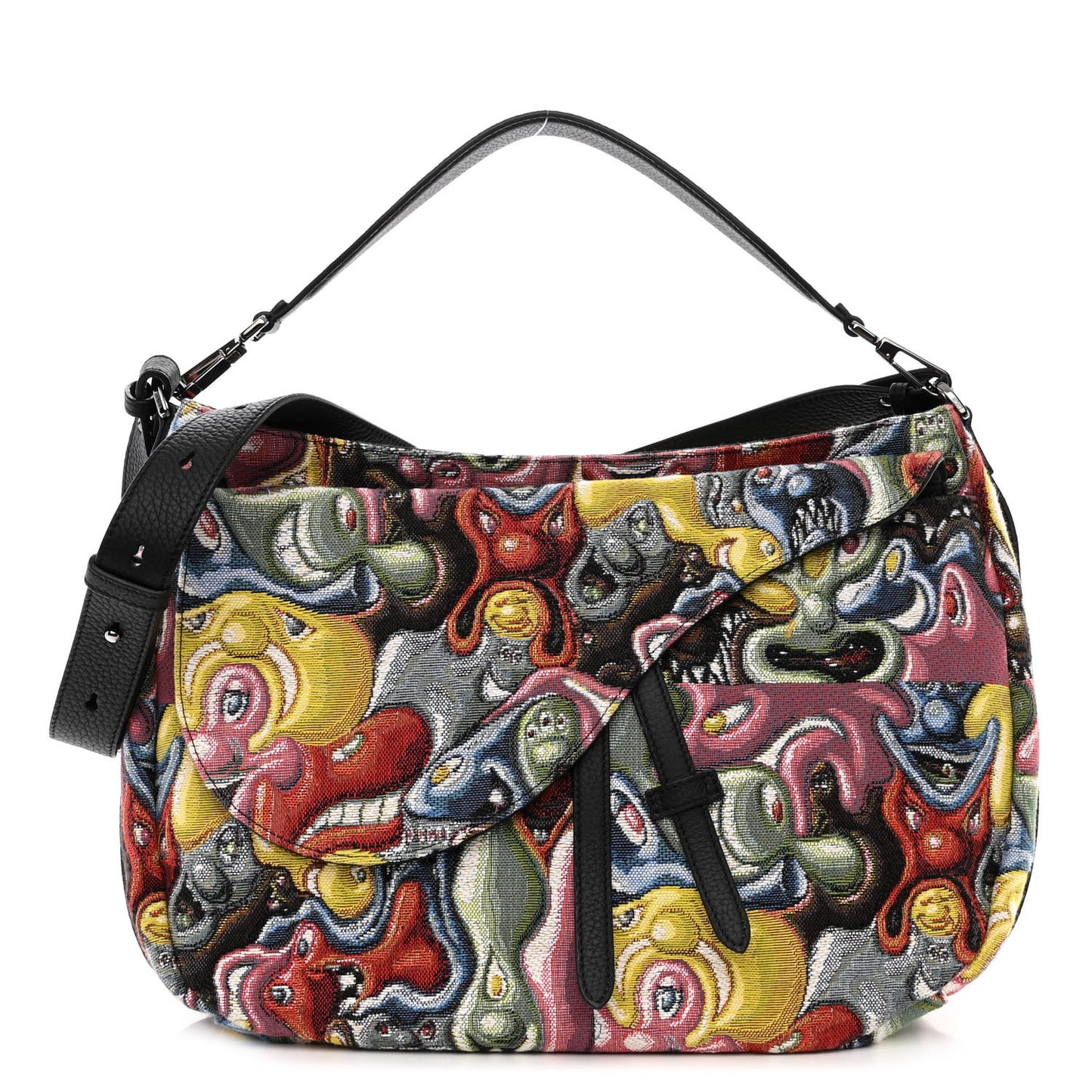 X KENNY SCHARF Jacquard Printed Soft Saddle Bag Multicolor