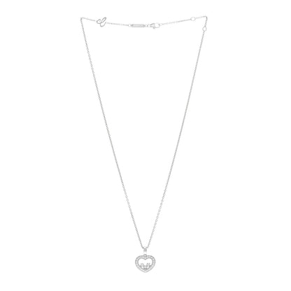 Chopard 18K White Gold 3 Diamond Happy Diamond Icons Heart Pendant Necklace 3 of 5
