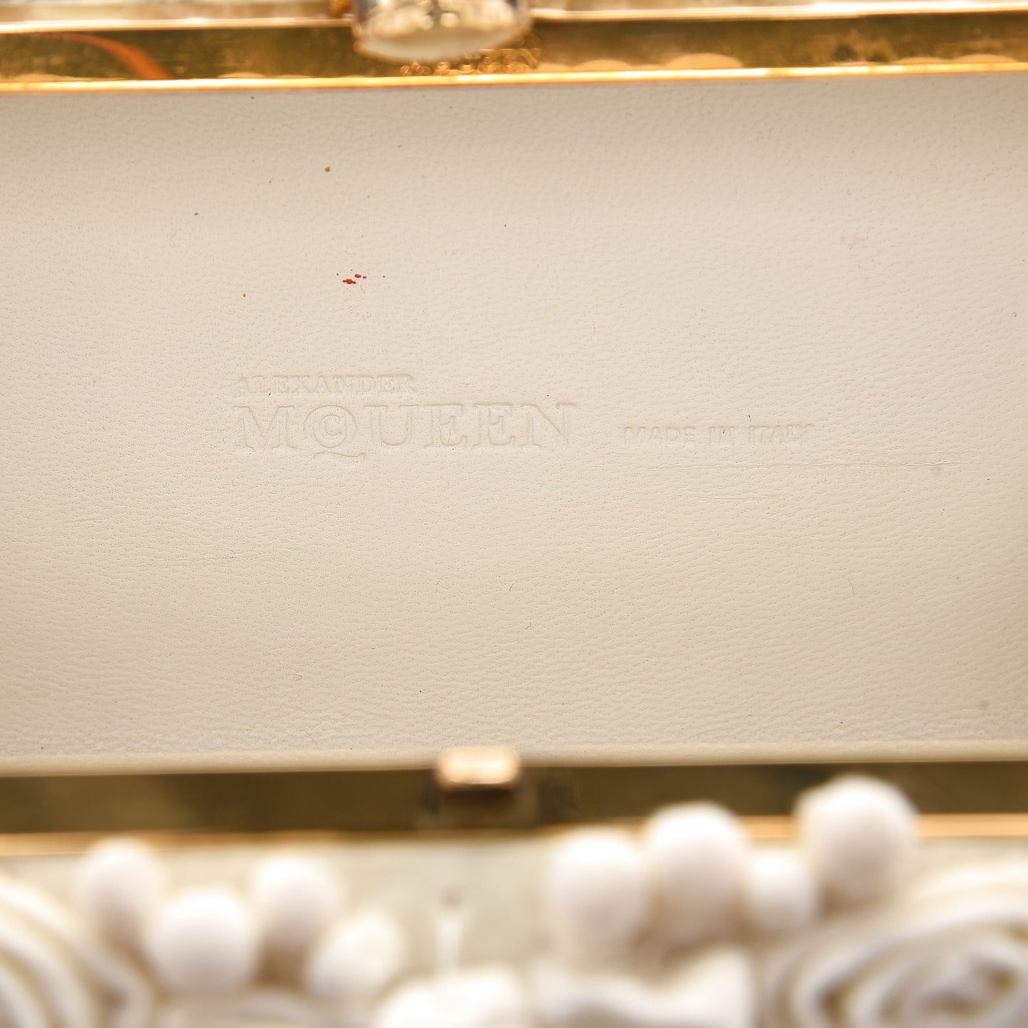 Velvet Glory Skull 3D Flower Box Clutch Ivory