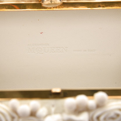 Alexander McQueen Velvet Glory Skull 3D Flower Box Clutch Ivory 5 of 11