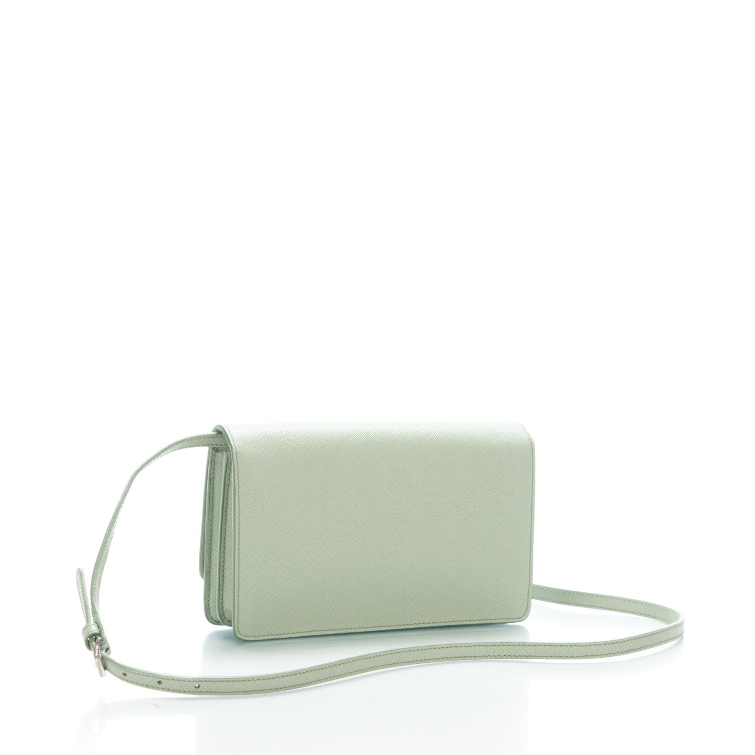Prada Saffiano Metal Flap Wallet Acquamarina 3 of 8