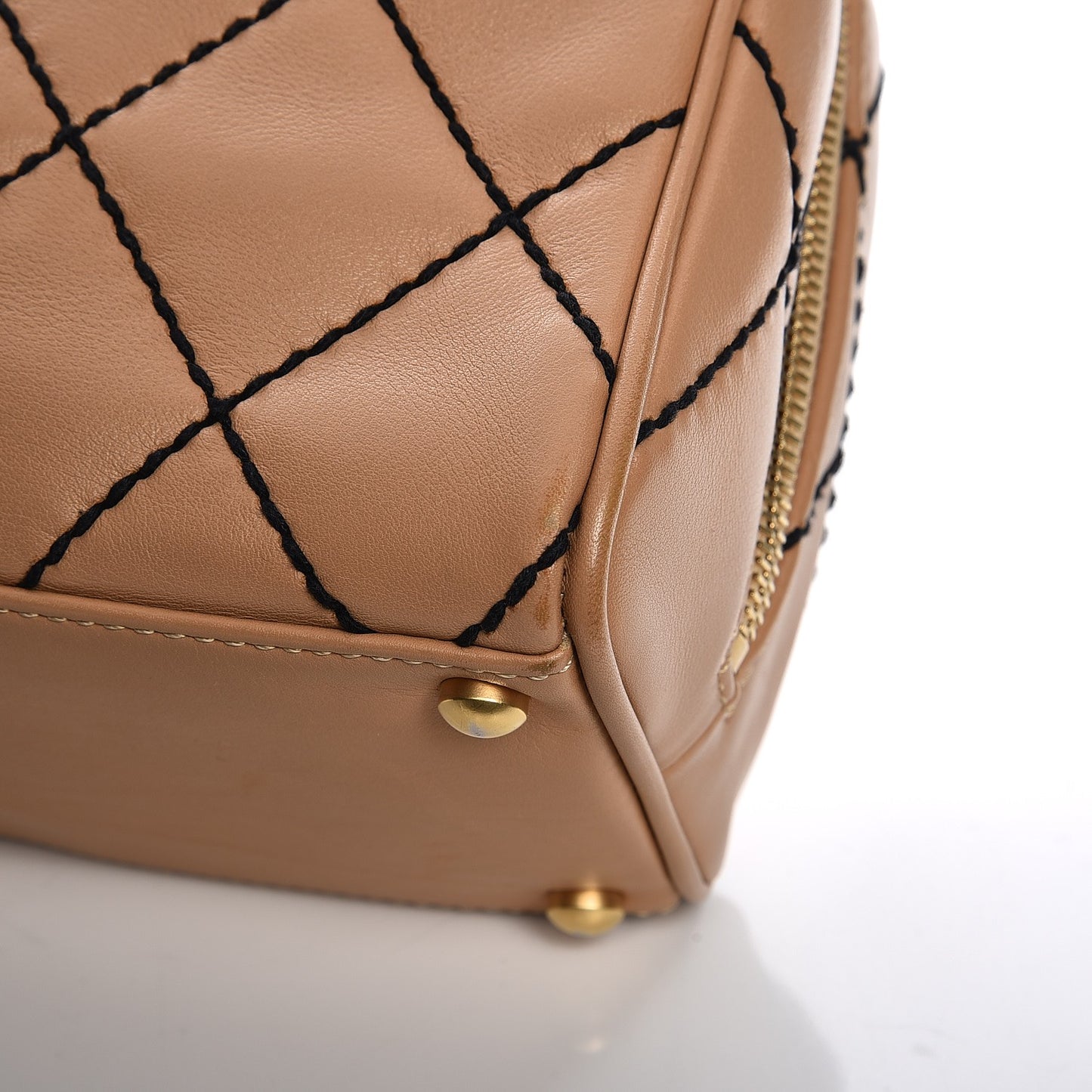 Calfskin Quilted Wild Stitch Bag Beige