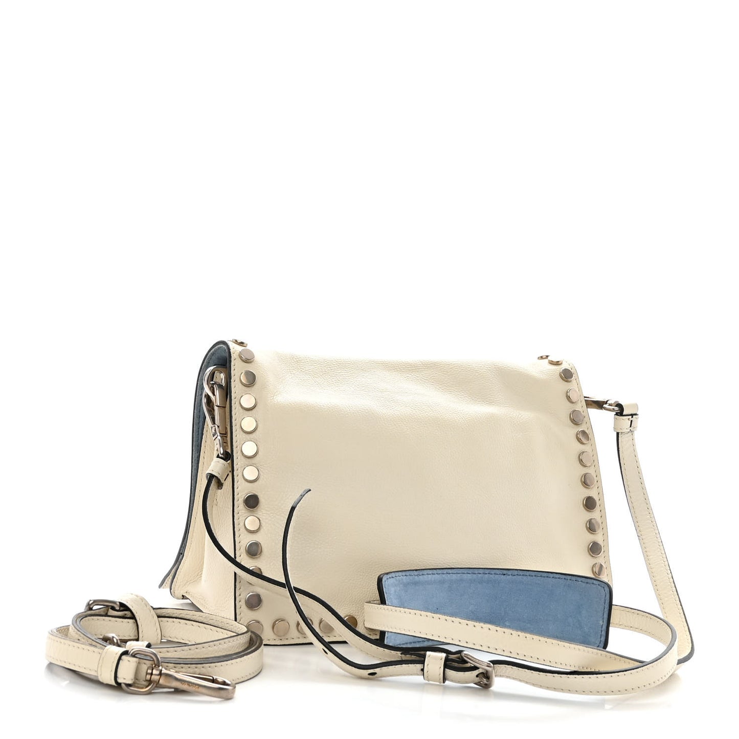 Glace Calf Studded Etiquette Flap Bianco Astra