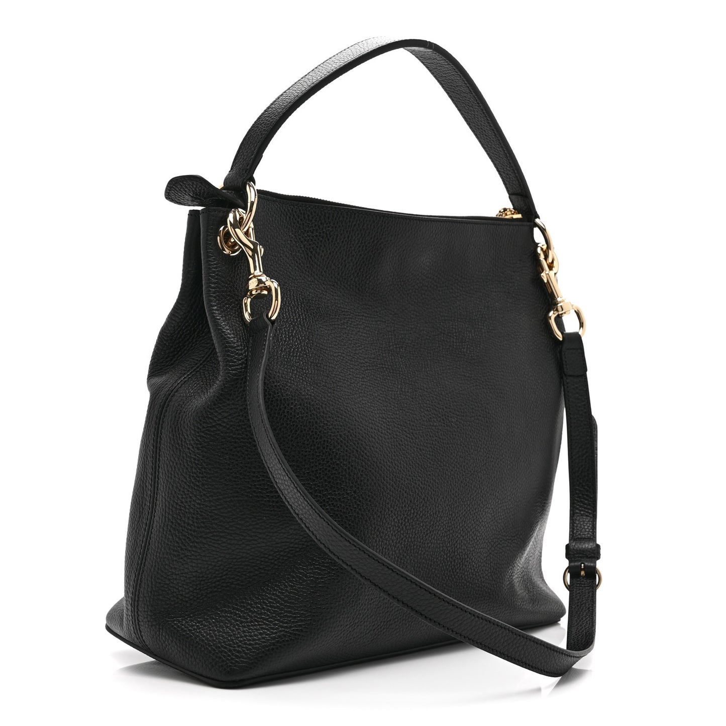 Pebbled Calfskin Large Soho Hobo Black