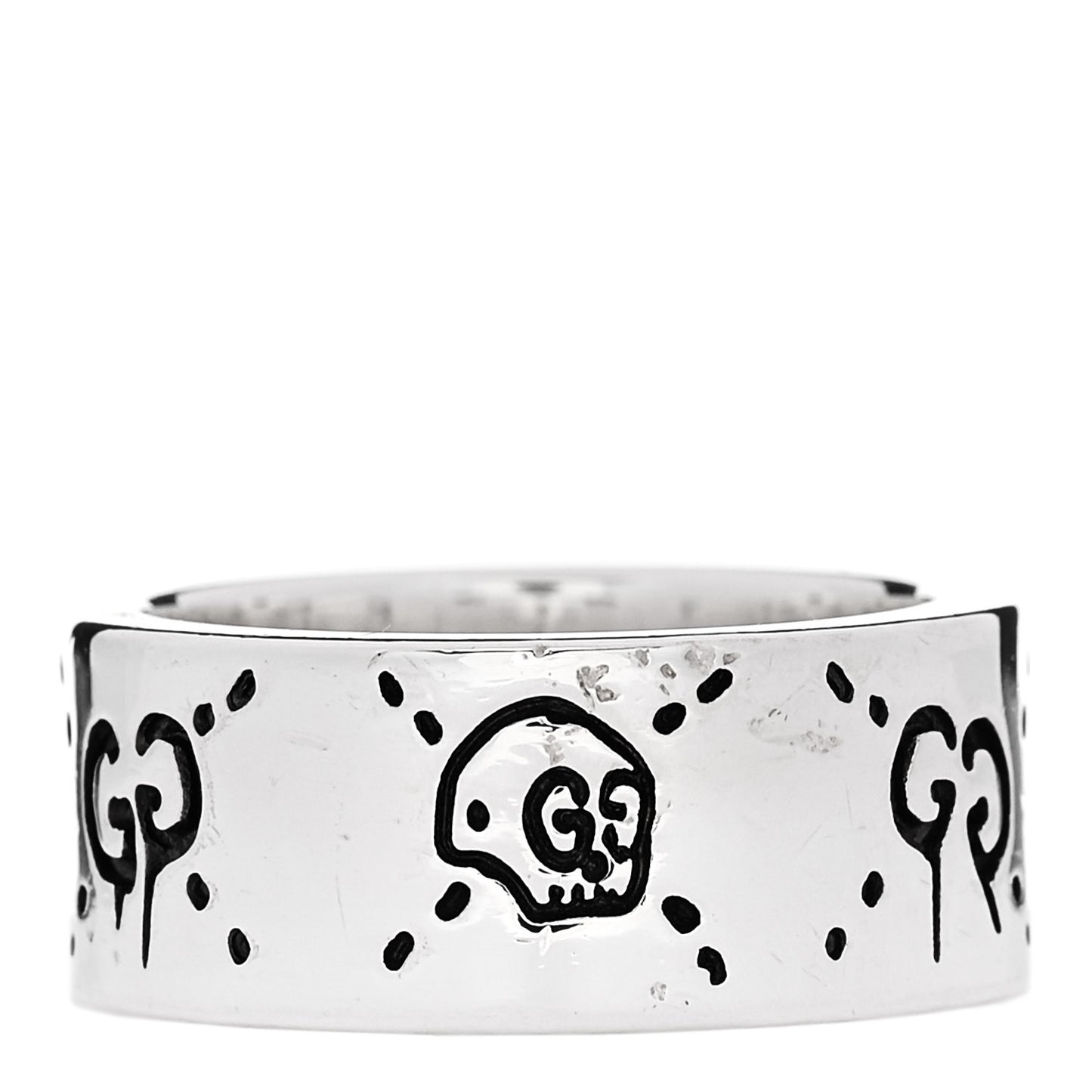 Sterling Silver GucciGhost Hamlet Skull Band Ring 53 6.5