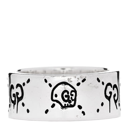 Gucci Sterling Silver GucciGhost Hamlet Skull Band Ring 53 6.5 1 of 7